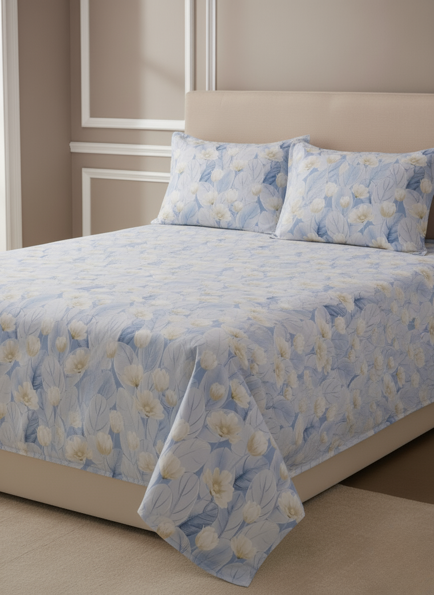 3 PC Double Bed Sheet - Tulips