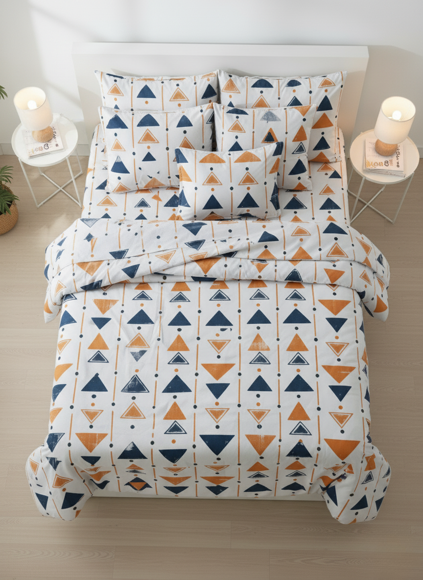 8 PCs Winter Razai Set- Multi Triangles