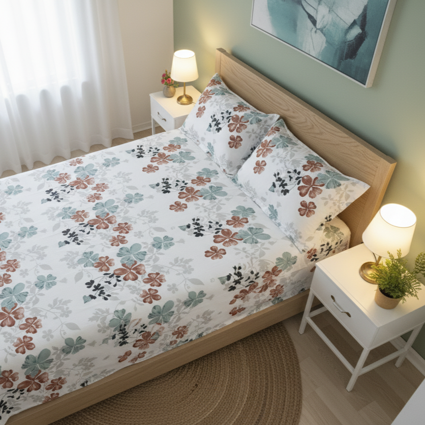 3 PC Double Bed Sheet - Wild Bloom
