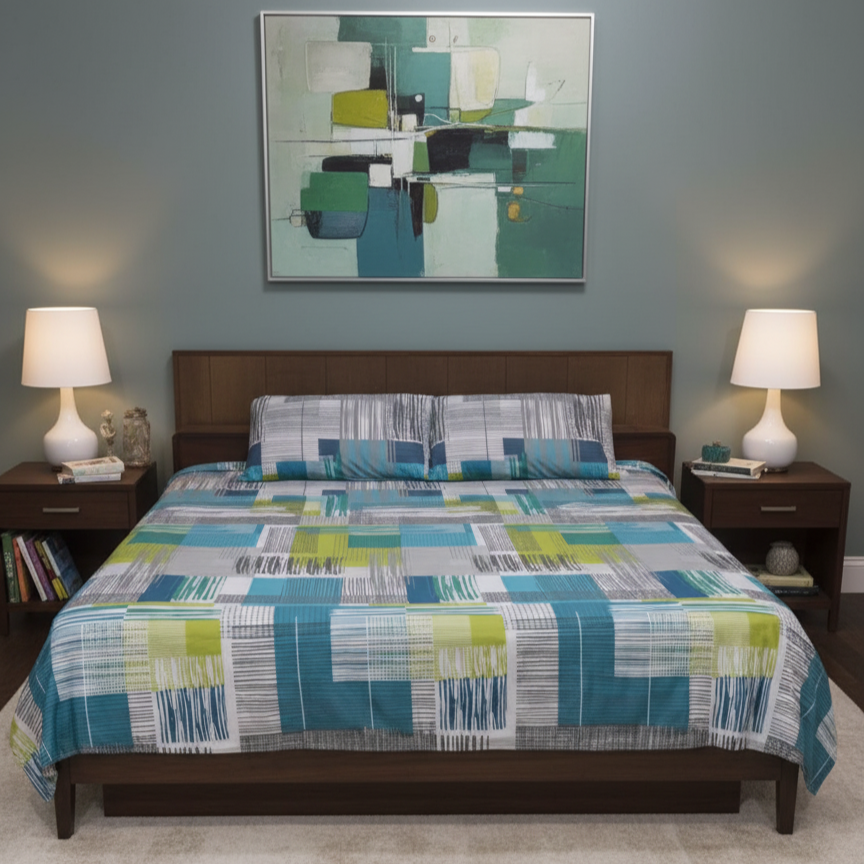 3 PC Double Bed Sheet - Puzzle