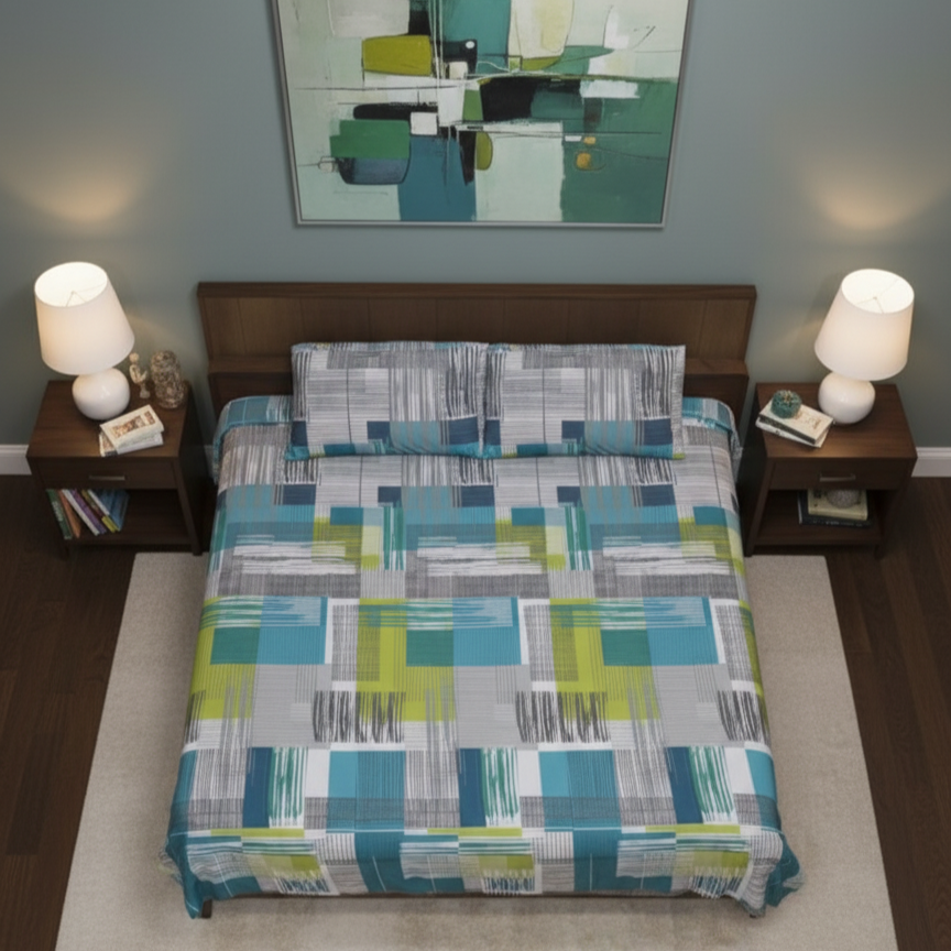 3 PC Double Bed Sheet - Puzzle