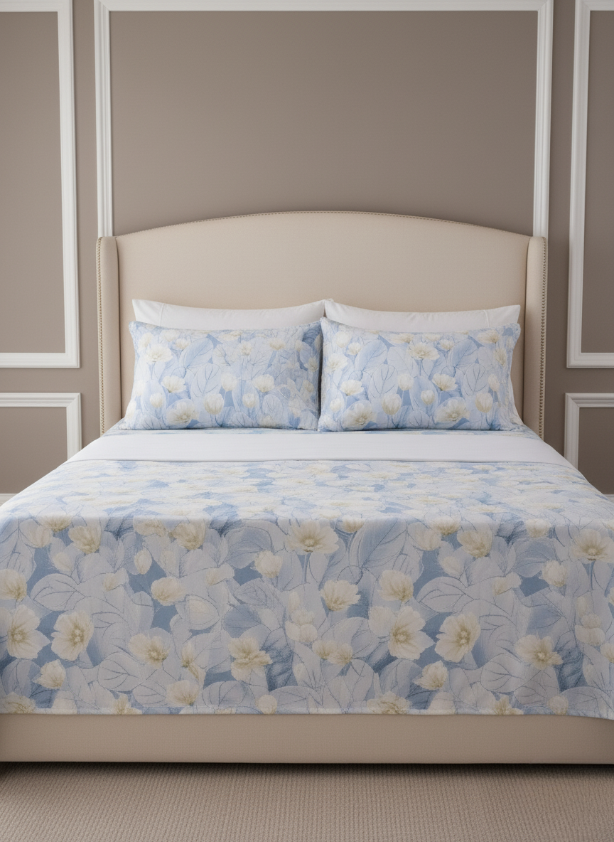 3 PC Double Bed Sheet - Tulips