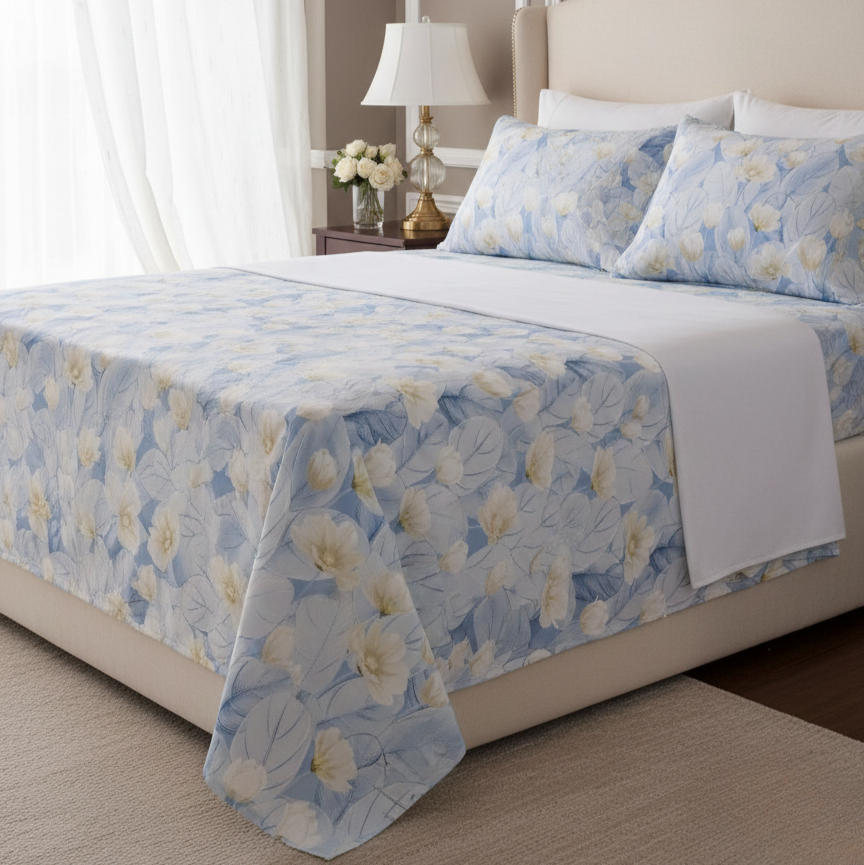3 PC Double Bed Sheet - Tulips