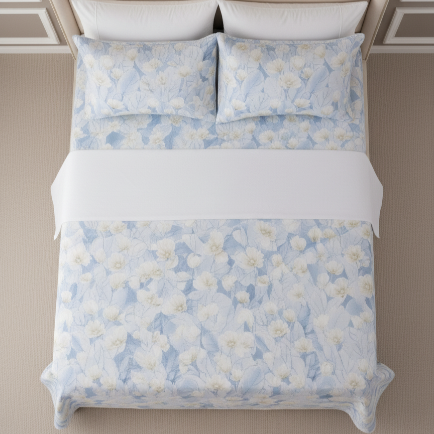 3 PC Double Bed Sheet - Tulips