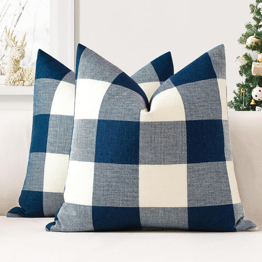 Pack of 2 Cushions- Blue Check