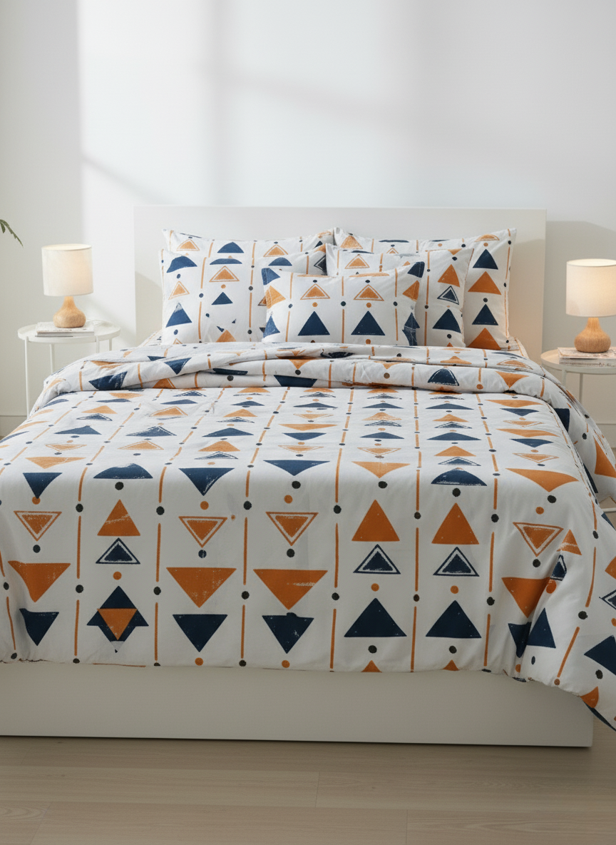 8 PCs Winter Razai Set- Multi Triangles