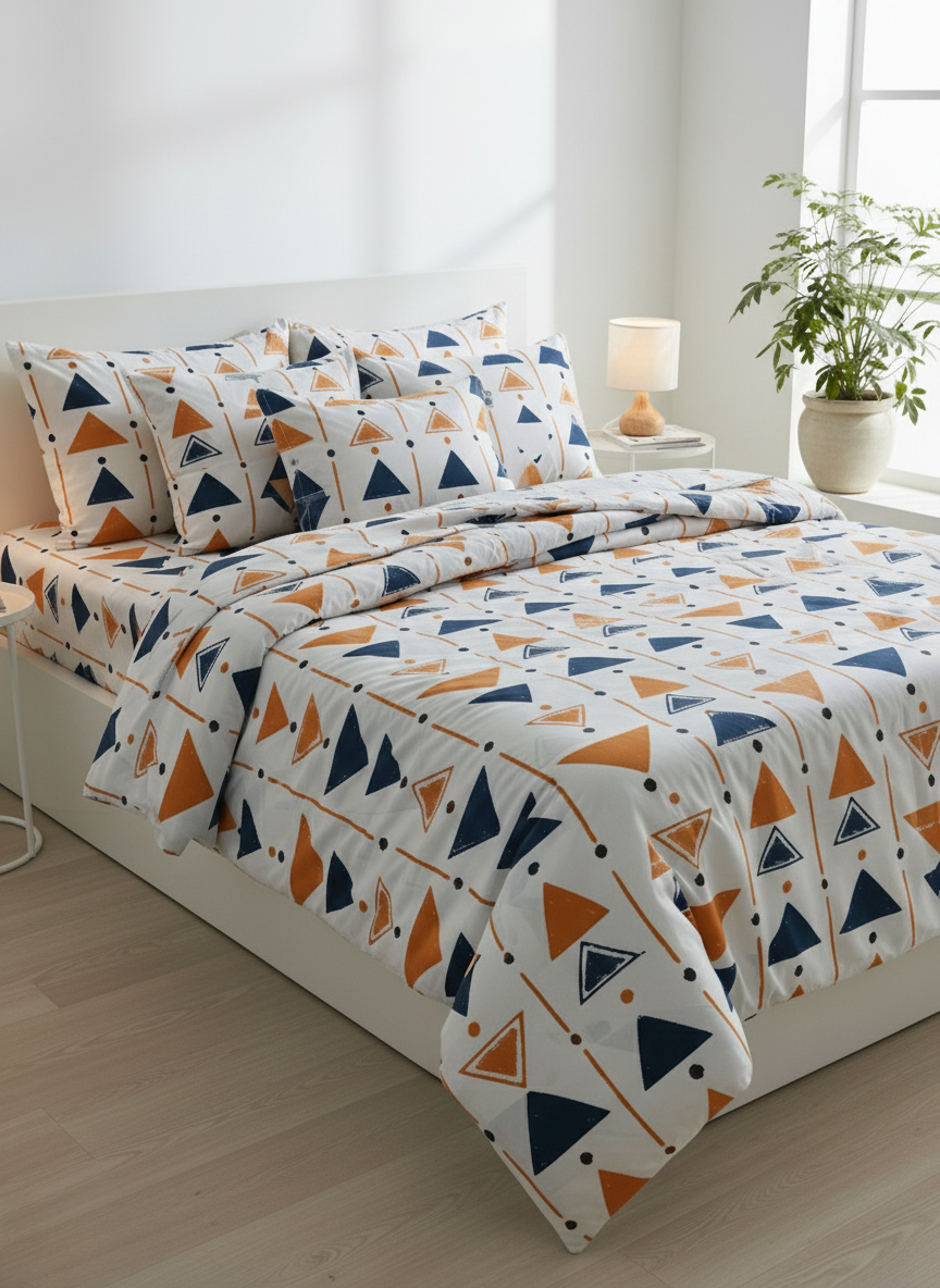 8 PCs Winter Razai Set- Multi Triangles