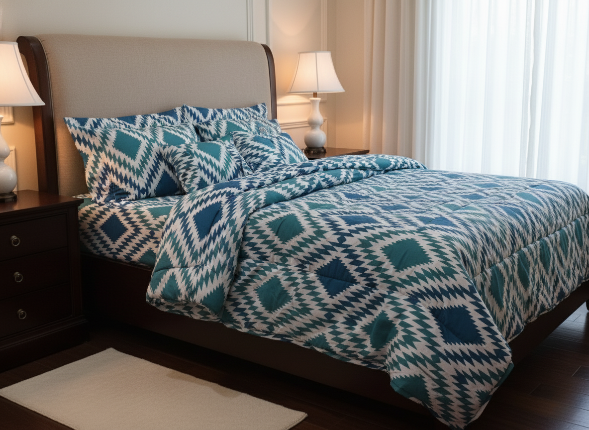 8 PCs Winter Razai Set- Multi Geometric