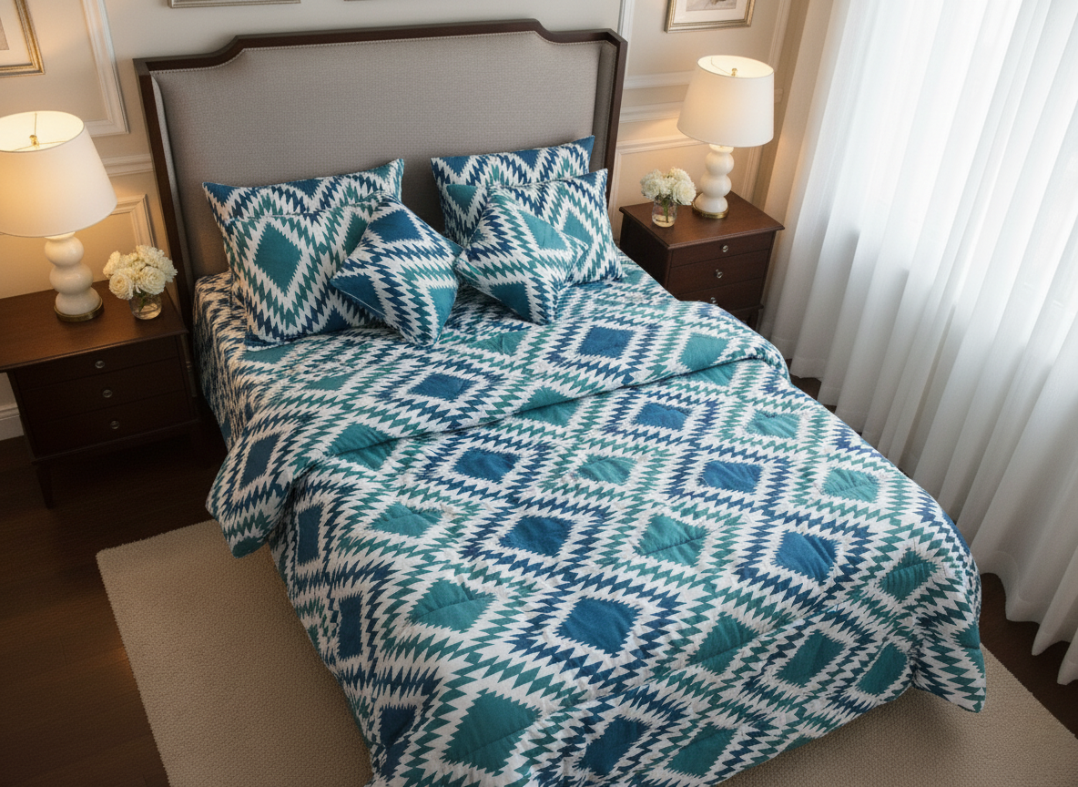 8 PCs Winter Razai Set- Multi Geometric