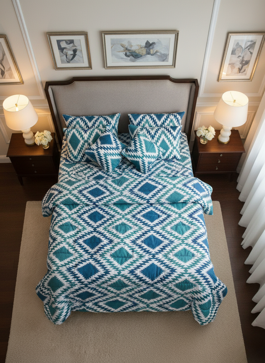 8 PCs Winter Razai Set- Multi Geometric