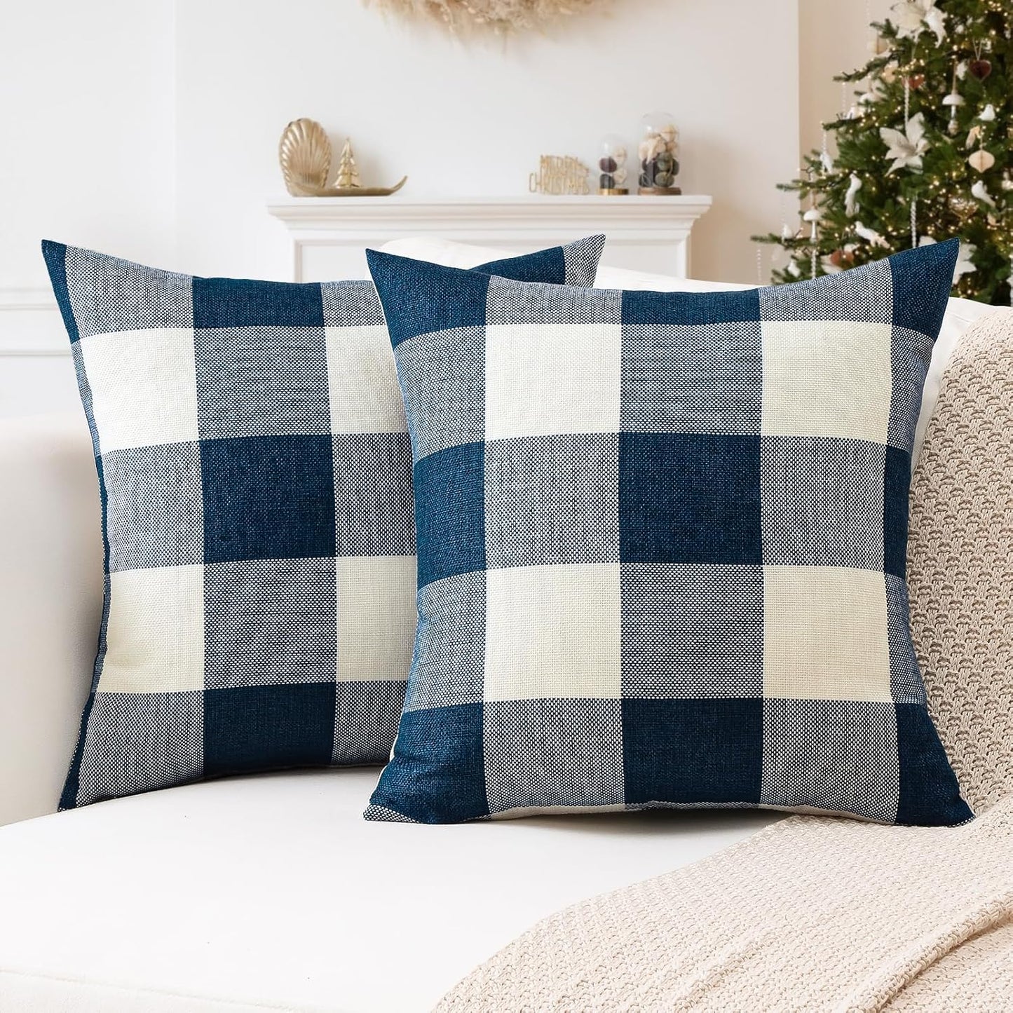 Pack of 2 Cushions- Blue Check