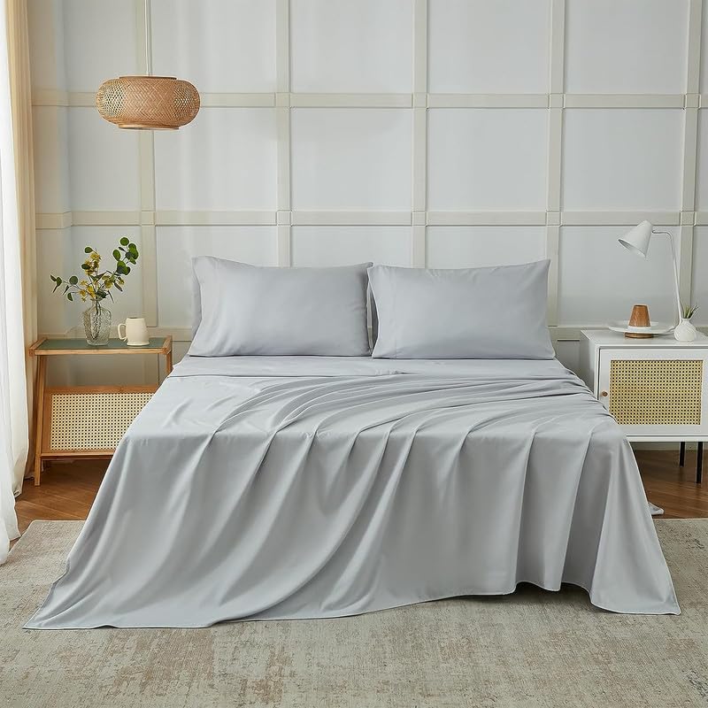 Double Bed Sheet Dyed- Light Grey