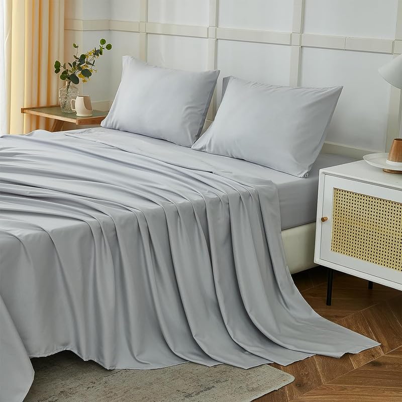 Double Bed Sheet Dyed- Light Grey