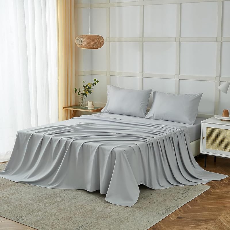 Double Bed Sheet Dyed- Light Grey