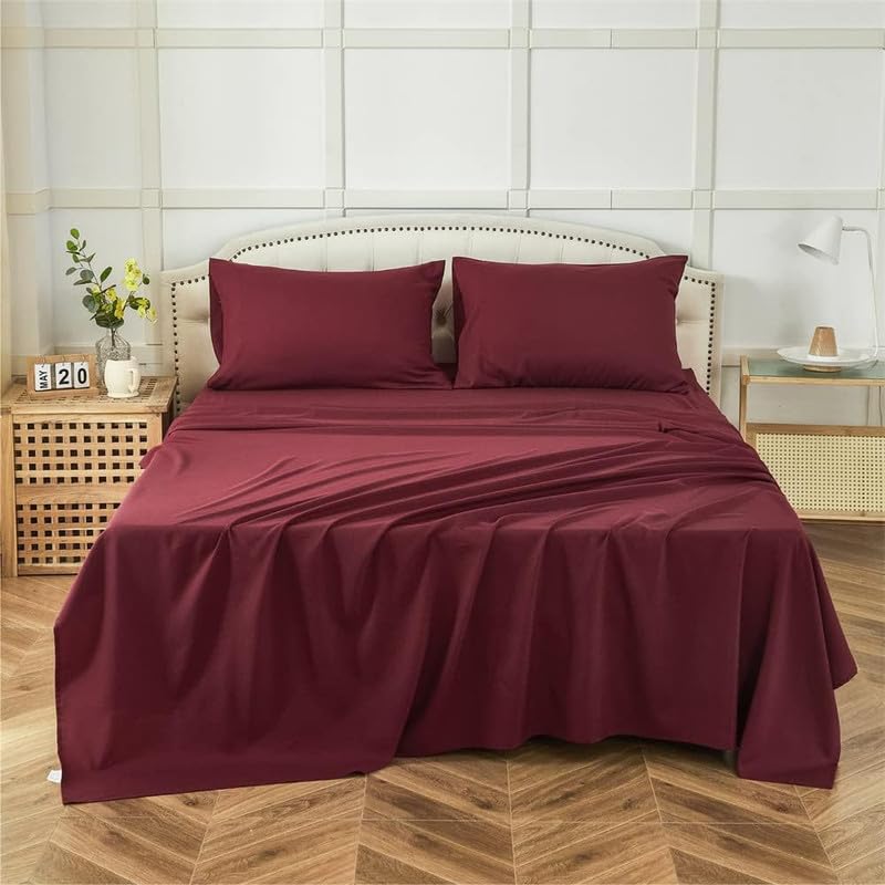 Double Bed Sheet Dyed-Maroon