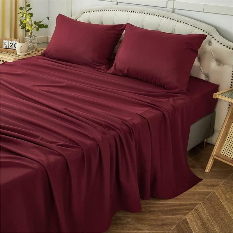 Double Bed Sheet Dyed-Maroon