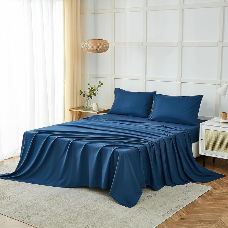 Double Bed Sheet Dyed-Navy Blue