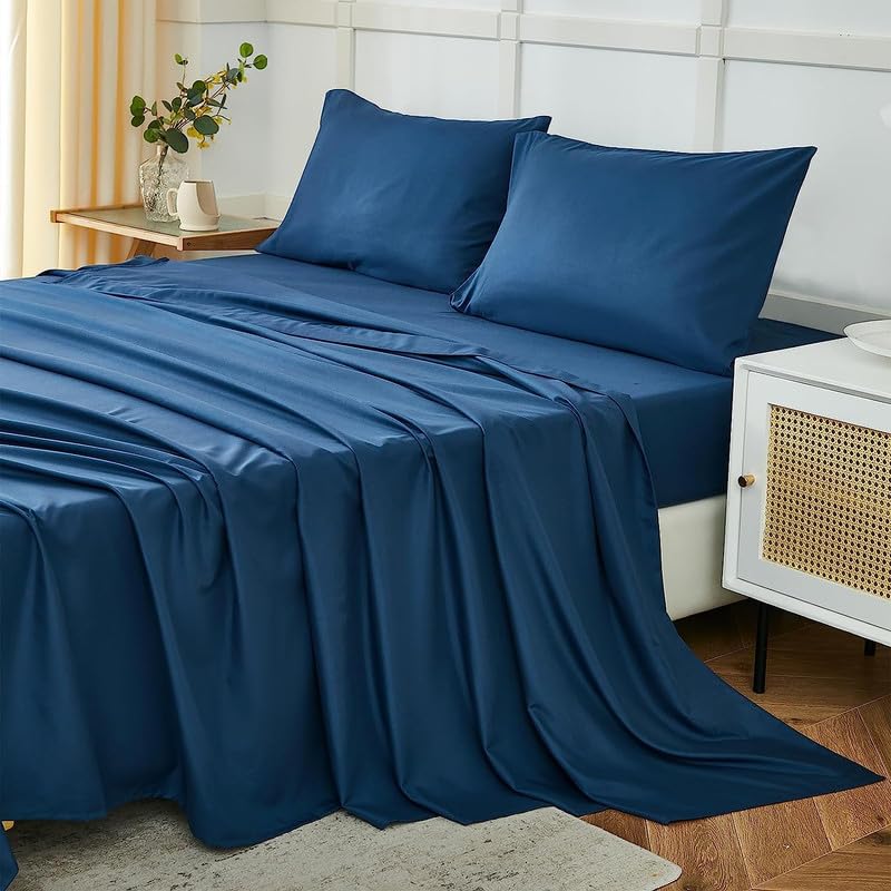 Double Bed Sheet Dyed-Navy Blue