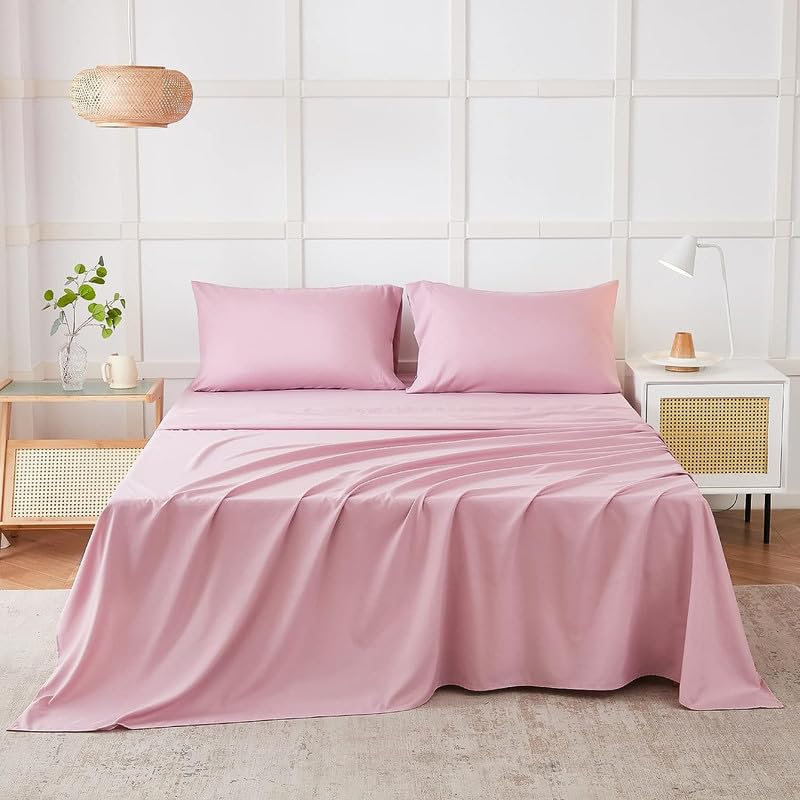 Double Bed Sheet Dyed-Pink