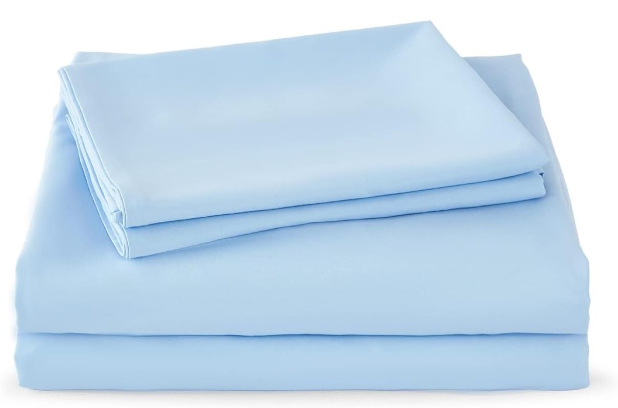 Double Bed Sheet Dyed- Sky Blue