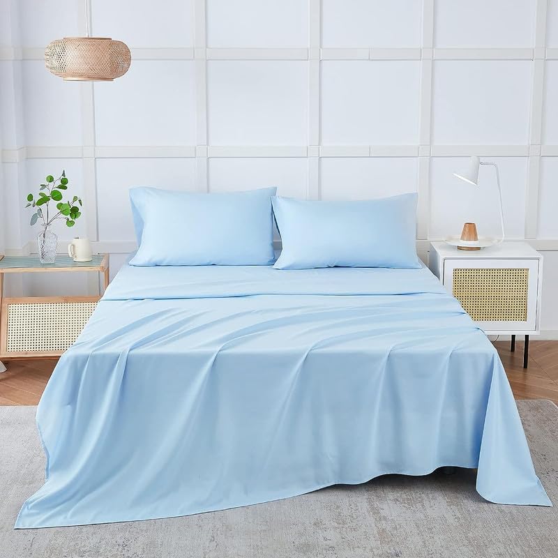 Double Bed Sheet Dyed- Sky Blue