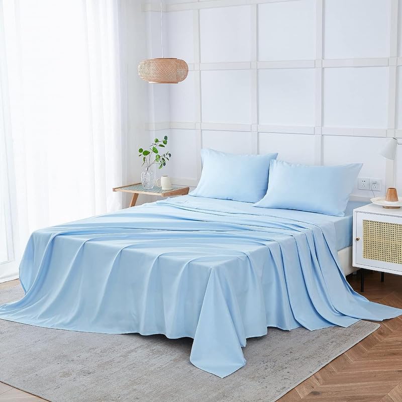 Double Bed Sheet Dyed- Sky Blue