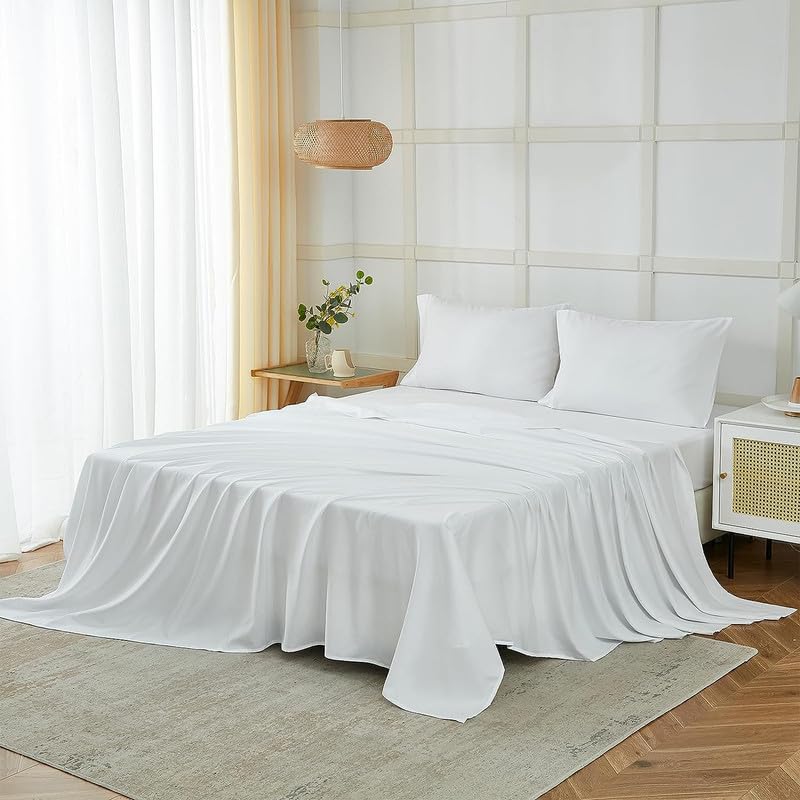 Double Bed Sheet Dyed- White