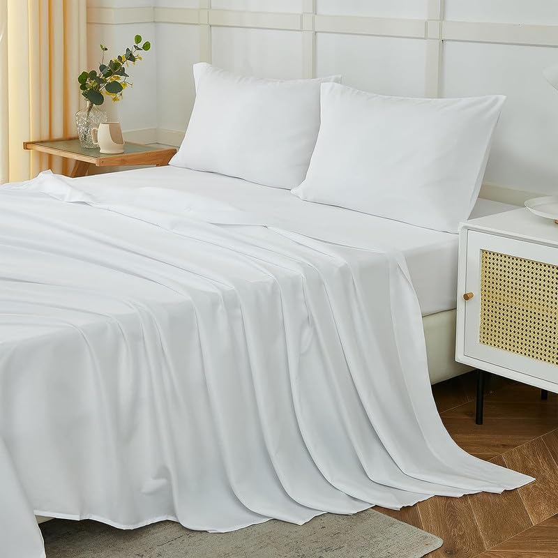 Double Bed Sheet Dyed- White